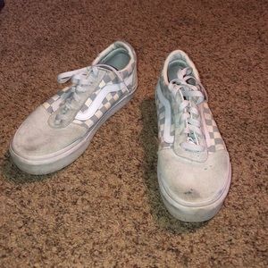 grey checkered platform vans